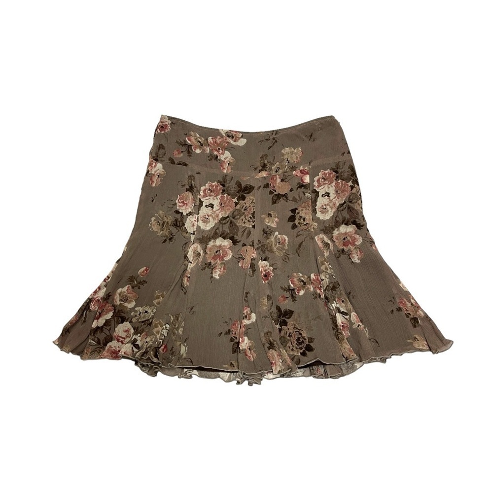 Vintage Jacob A line floral mini Skirt size 7/8 brown